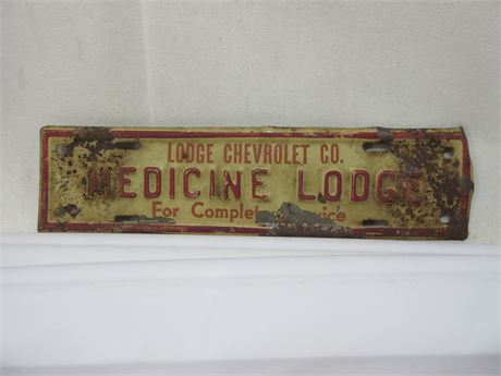 Medicine Lodge Chevrolet Dealer Tin Sign Topper