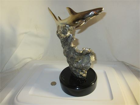 DONJO 2000 Chrome Shark Sculpture Beautiful!! Larger Size