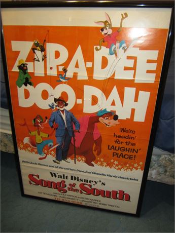 Original Disney "Song of the South" One Sheet Movie Poster In Frame 41 x 27