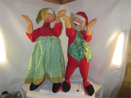 1970s Santa & Mrs Claus 3 foot tall Christmas Annalee Mobilitee Dolls