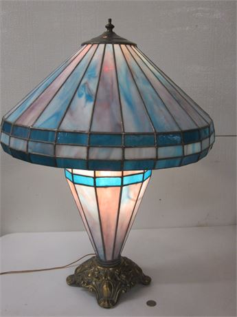 Handmade Slag Glass Lamp Larger size