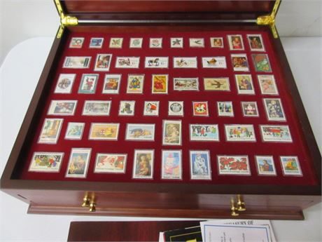Collector Christmas Stamps in Wood Display Box