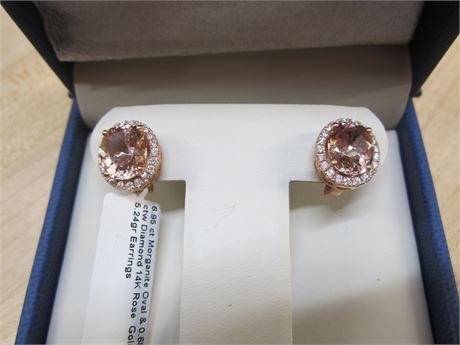 Large Morganite 6.95 ct stone 14kt Rose Gold Earrings Pd $1995