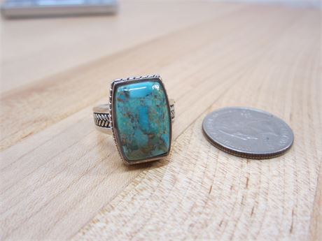 Turquoise Sterling Silver Ring Signed Barse