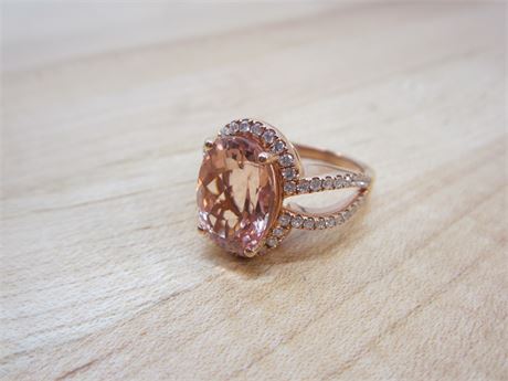 Large Morganite stone 14kt Rose Gold Ring Pd $1000+