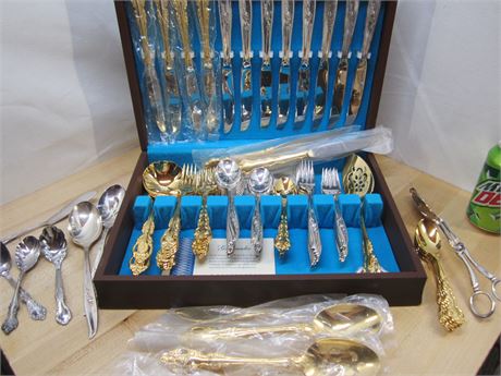 New Silver & Gold Ware Spoons, Forks, Knives etc. w/ box