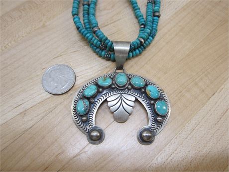 Charles Johnson Turquoise & Sterling Silver Necklace Pd $1500+