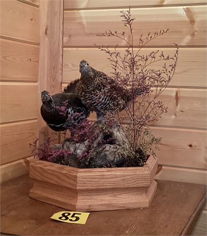Pair Spruce Grouse, Pedestal Wall Mount