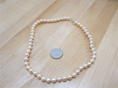 Real Pink Pearl Necklace 14Kt Clasp Large Pearls