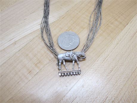 Sterling Silver S star Horse strand Necklace