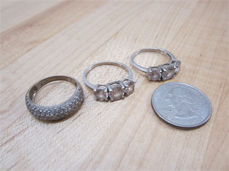 Sterling Silver 3cz Ring Lot (Most rings are size 10)