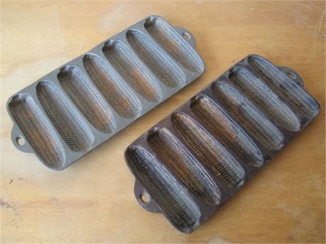 Corn Bread Cast Iron Molds One new one vintage Nice shape!!