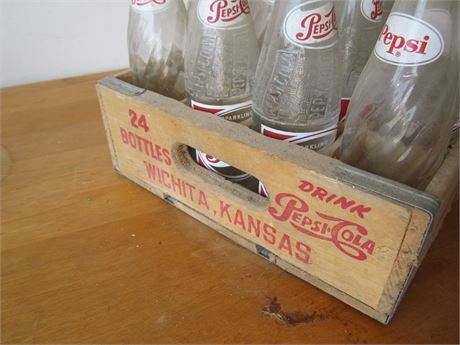 Darker Pepsi Cola Crate w/ Bottle Wichita Kansas Nice shape!!
