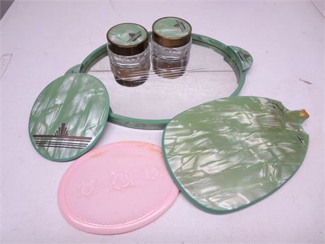 Vintage Green Vanity Tray Lot