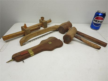 Vintage Tools Lot Wood Hammers etc