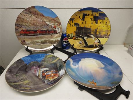Lot of 4 BNSF Railroad Engine Collector Plates w/ Boxes