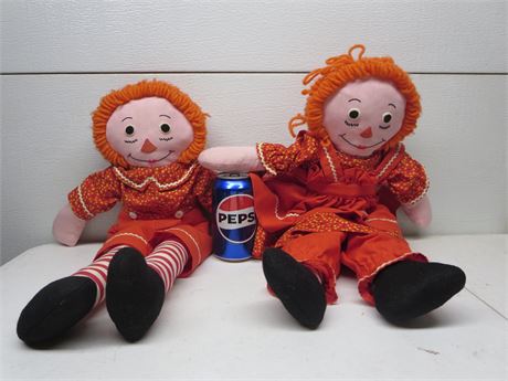 Vtg Raggedy Ann & Andy Dolls. 15 inches tall